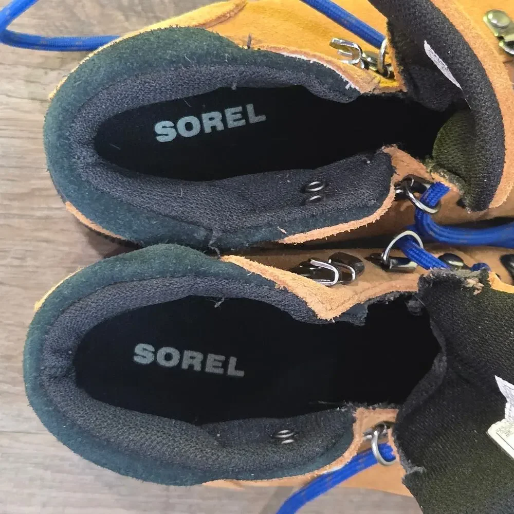 Sorel Madison Hiker Boots Shoes Camel Tan Leather Waterproof Youth Lace Up 2 New